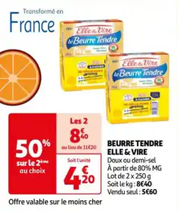 Auchan Supermarché BEURRE TENDRE ELLE & VIRE offre