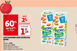 Auchan Supermarché LAIT D'AMANDE SANS SUCRES BIO BJORG offre