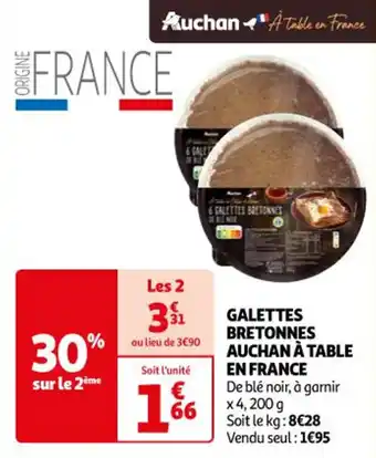 Auchan Supermarché GALETTES BRETONNES AUCHAN À TABLE EN FRANCE offre