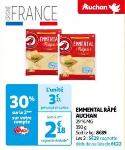 Auchan Supermarché EMMENTAL RÂPÉ AUCHAN offre