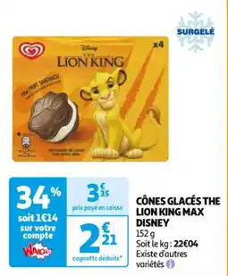 Auchan Supermarché CÔNES GLACÉS THE LION KING MAX DISNEY offre