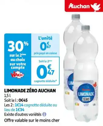 Auchan Supermarché LIMONADE ZÉRO AUCHAN offre