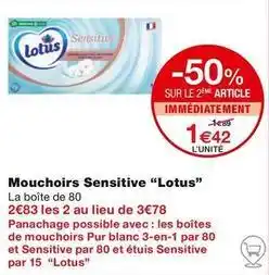 Monop' Lotus - mouchoirs sensitive offre