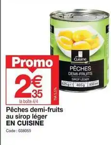 Promocash En cuisine - pêches demi-fruits au sirop léger offre