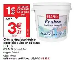 Promocash Flory - crème épaisse légère spéciale cuisson et pizza offre