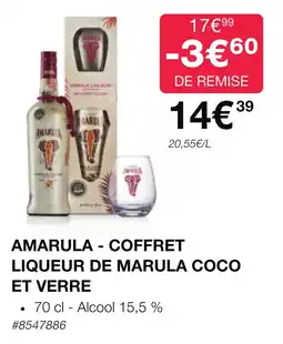 Costco AMARULA - COFFRET LIQUEUR DE MARULA COCO ET VERRE offre