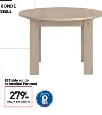 Conforama Table Ronde Extensible Portland offre