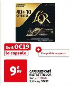 Auchan Supermarché L'or - capsules café ristretto offre