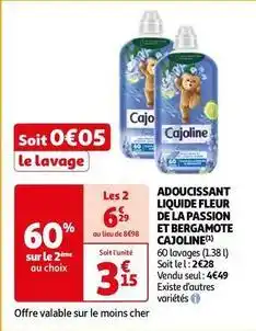 Auchan Supermarché Cajoline - adoucissant liquide fleur de la passion et bergamote offre