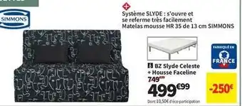 Conforama Simmons - bz slyde celeste + housse faceline offre