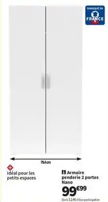 Conforama Armoire penderie 2 portes nano offre