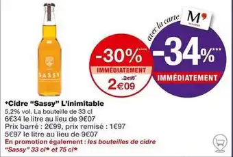 Monop' Sassy - cidre l'inimitable offre
