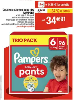 Cora x Carrefour PAMPERS Couches culottes baby-dry offre