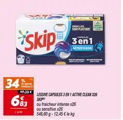 Netto SKIP LESSIVE CAPSULES 3 EN 1 ACTIVE CLEAN X26(b) offre