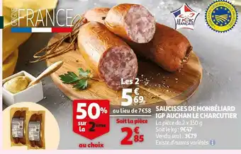 Auchan Auchan saucisses de monbéliard igp le charcutier offre
