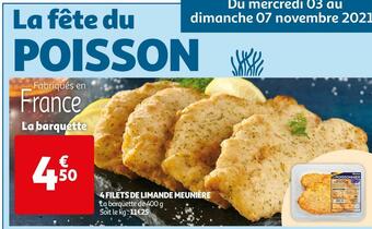 Auchan 4 filets de limande meunière offre