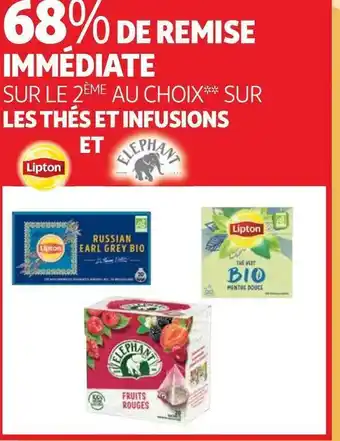 Auchan Lipton, elephant bon plan sur sur les thés et infusions de la marque lipton et elephant offre