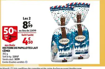 Auchan Cémoi histoire de papillotes lait offre