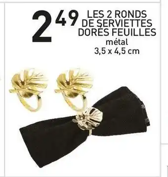 Les 2 ronds de serviettes dorés feuilles