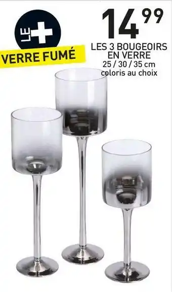 Stokomani Les 3 bougeoirs en verre offre