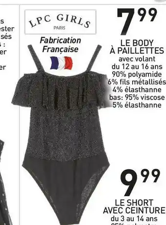 Stokomani Lpc girls le body à paillettes offre