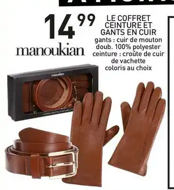 Promo Manoukian le coffret ceinture et gants en cuir chez Stokomani