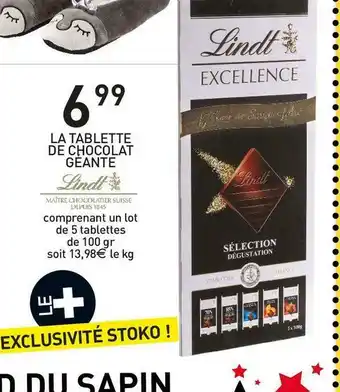 Stokomani Lindt la tablette de chocolat géante offre