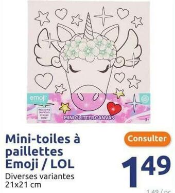 Mini-toiles à paillettes emoji/lol