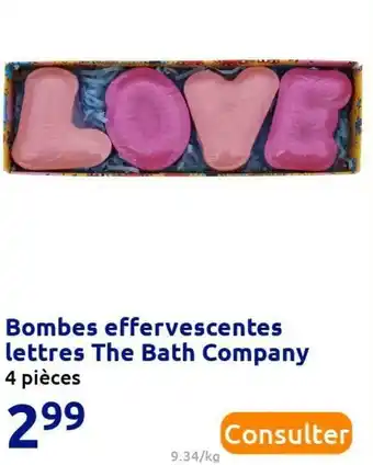 Action Bombes effervescentes lettres the bath company offre