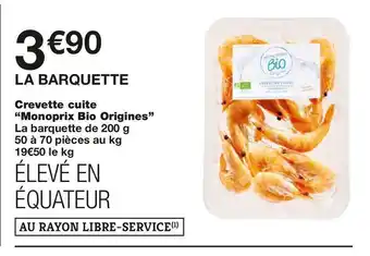 Monoprix Monoprix crevette cuite bio offre