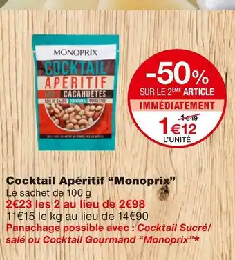 Monoprix Monoprix cocktail apéritif offre