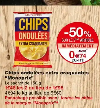 Monoprix Monoprix chips ondulées extra craquantes offre