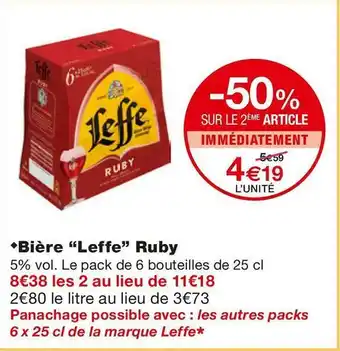 Monoprix Bière “leffe” ruby offre