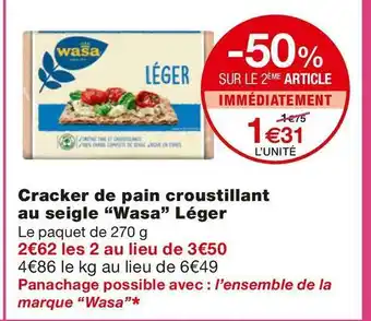 Wasa cracker de pain croustillant au seigle léger