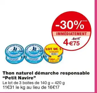 Monoprix Petit navire thon naturel démarche responsable offre