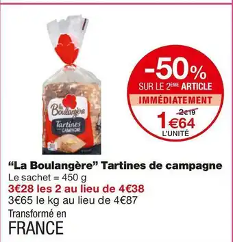La boulangĂšre tartines de campagne