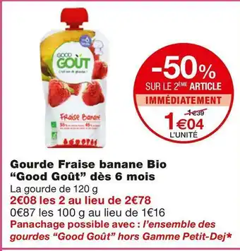 Monoprix Good goût gourde fraise banane bio dès 6 mois offre