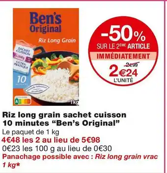 Monoprix Uncle ben’s riz long grain sachet cuisson 10 minutes offre