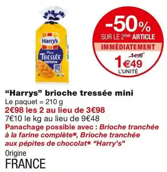 Monoprix Harry's “harrys” brioche tressée mini offre