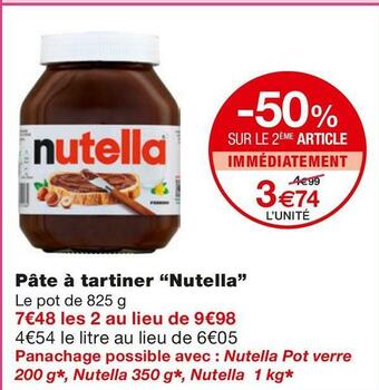 Monoprix Nutella pâte à tartiner offre