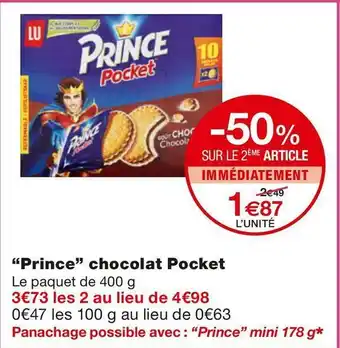 Monoprix Lu “prince” chocolat pocket offre