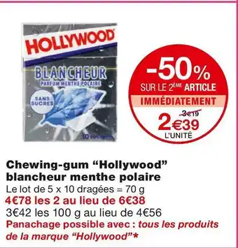 Hollywood chewing-gum blancheur menthe polaire