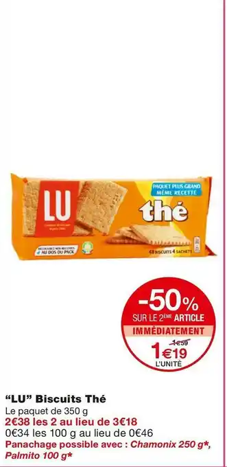 Monoprix Lu biscuits thé offre