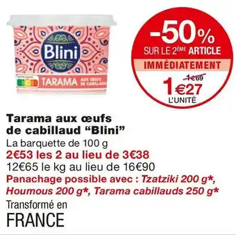 Monoprix Blini tarama aux œufs de cabillaud offre
