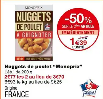 Monoprix Monoprix nuggets de poulet offre