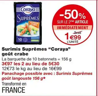 Monoprix Coraya surimis suprêmes goût crabe offre