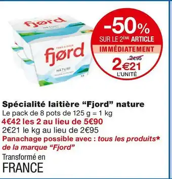 Monoprix Fjord spécialité laitière nature offre