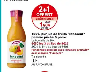 Monoprix Innocent 100% pur jus de fruits pomme pêche & poire offre