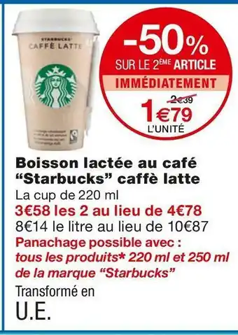 Starbucks boisson lactée au caffé latte