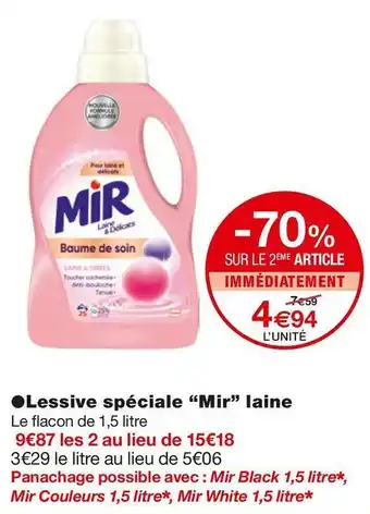 Monoprix Mir lessive spéciale laine offre
